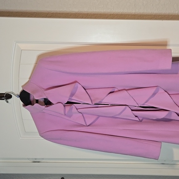 Antonio Melani Womens Purple‎ Wool Ruffle Trench Coat - Picture 2 of 6